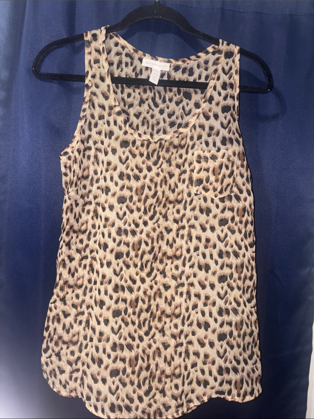 Ambiance Apparel Leopard Print Sleeveless Sheer Top -
